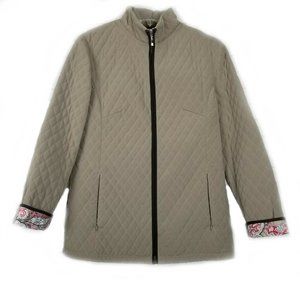 Liz Claiborne Quilted Jacket Women Size Medium Tan Full Zip